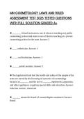 MN COSMETOLOGY LAWS AND RULES ASSESSMENT TEST 2026 TESTED QUESTIONS WITH FULL SOLUTION GRADED A&plus;