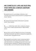 MN COSMETOLOGY LAWS AND RULES FINAL STUDY PAPER 2026 COMPLETE QUESTIONS AND ANSWERS