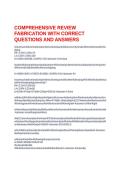 COMPREHENSIVE REVIEW FABRICATION WITH CORRECT QUESTIONS AND ANSWERS