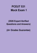 PCEUT 531 Mock Exam 1 2026 &vert; Practice Questions & Study Guide PDF