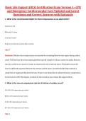 Basic Life Support &lpar;BLS&rpar; Certification Exam Version 1&ndash; CPR  and Emergency Cardiovascular Care Updated and Latest  Questions and Correct Answers with Rationale