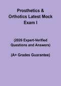 Prosthetics & Orthotics Latest Mock Exam I 2026 &vert; Practice Questions & Study Guide PDF