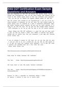ASQ CQT Certification Exam Sample Questions and Answers