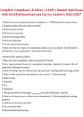 CCEP Manual Quiz Exam &ndash; Compliance & Ethics Professional Certification &ndash; 2026&sol;2027 &vert; Certified questions with correct answers