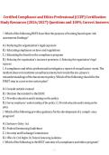 Certified Compliance and Ethics Professional &lpar;CCEP&rpar; Certification &ndash; Study Resources &ndash; 2026&sol;2027 &vert; Questions with 100&percnt; correct answers