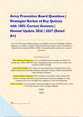 Army Promotion Board Questions &vert; Strategies Review of Key Quizzes with 100&percnt; Correct Answers &vert; Newest Update 2026 &vert; 2027 &lpar;Rated A&plus;&rpar; 