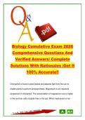Biology Cumulative Exam &lpar;BIO-101&rpar; 2026 &ndash; 120 Questions & Answers on Genetics&comma; Photosynthesis&comma; Cellular Respiration