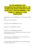 NR 509 ABDOMINAL PAIN DOCUMENTATION SHADOW HEALTH - MS&period; ESTHER PARK NOTES COMPLETE STUDY GUIDE 2026 &vert; VERIFIED ANSWERS &vert; 100&percnt; CORRECT &vert; GRADED A&plus;&vert; PASS GUARANTEED