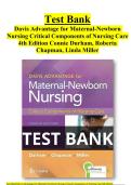 Davis Advantage for Maternal-Newborn Nursing Critical Components of Nursing Care 4th Edition Test Bank  Connie Durham&comma; Roberta Chapman&comma; Linda Miller All Chapters &lpar;1-19&rpar; &vert; A&plus; ULTIMATE GUIDE 2023
