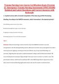 Trauma Nursing Core Course Certification Exam &lpar;Version  3&rpar;&ndash; Emergency Trauma Nursing Assessment &lpar;TNCC EXAM&rpar;  Updated and Latest Questions and Correct Answers with  Rationale