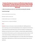 Trauma Nursing Core Course Certification Exam &lpar;Version  2&rpar;&ndash; Emergency Trauma Nursing Assessment &lpar;TNCC EXAM&rpar;  Updated and Latest Questions and Correct Answers with  Rationale 