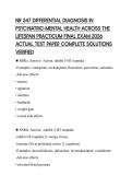 NR 547 DIFFERENTIAL DIAGNOSIS IN  PSYCHIATRIC-MENTAL HEALTH ACROSS THE  LIFESPAN PRACTICUM FINAL EXAM 2026  ACTUAL TEST PAPER COMPLETE SOLUTIONS  VERIFIED