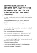R 547 DIFFERENTIAL DIAGNOSIS IN  PSYCHIATRIC-MENTAL HEALTH ACROSS THE  LIFESPAN PRACTICUM FINAL EXAM 2026  COMPREHENSIVE STUDY GUIDE SOLVED  QUESTION SET