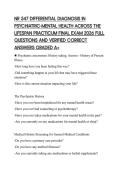 NR 547 DIFFERENTIAL DIAGNOSIS IN  PSYCHIATRIC-MENTAL HEALTH ACROSS THE  LIFESPAN PRACTICUM FINAL EXAM 2026 FULL  QUESTIONS AND VERIFIED CORRECT  ANSWERS GRADED A&plus;