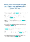 Amazon Driver Assessment QUESTIONS  WITH CORRECT DETAILED ANSWERS &vert;&vert;  GUARANTEED PASS 