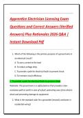 Apprentice Electrician Licensing Exam  Questions and Correct Answers &lpar;Verified  Answers&rpar; Plus Rationales 2026 Q&A &vert;  Instant Download Pdf