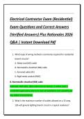 Electrical Contractor Exam &lpar;Residential&rpar;  Exam Questions and Correct Answers  &lpar;Verified Answers&rpar; Plus Rationales 2026  Q&A &vert; Instant Download Pdf