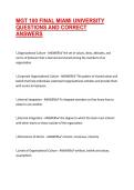 MGT 100 FINAL MIAMI UNIVERSITY QUESTIONS AND CORRECT ANSWERS