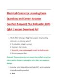 Electrical Contractor Licensing Exam  Questions and Correct Answers  &lpar;Verified Answers&rpar; Plus Rationales 2026  Q&A &vert; Instant Download Pdf