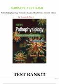 Test bank for Porth's Pathophysiology&colon; Concepts of Altered Health States Eleventh&comma; North American Edition all pages fully covered with test questions and answers graded A&plus;
