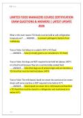 LIMITED FOOD MANAGERS COURSE CERTIFICATION  EXAM QUESTIONS & ANSWERS &vert; LATEST UPDATE  2026 