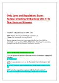 Ohio Laws and Regulations Exam -  Funeral Directing&sol;Embalming ORC 4717  Questions and Answers 