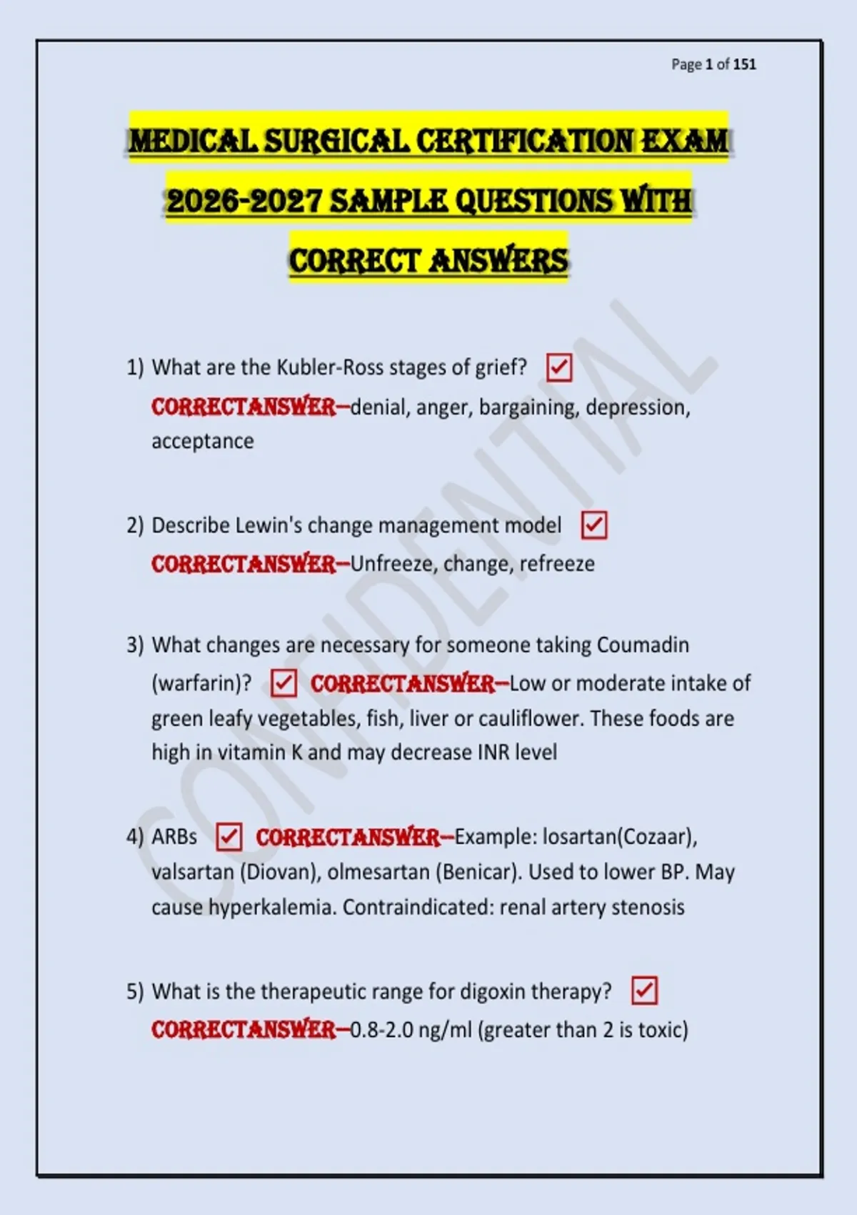 Medical Surgical Certification Exam Sample Questions With Correct ...
