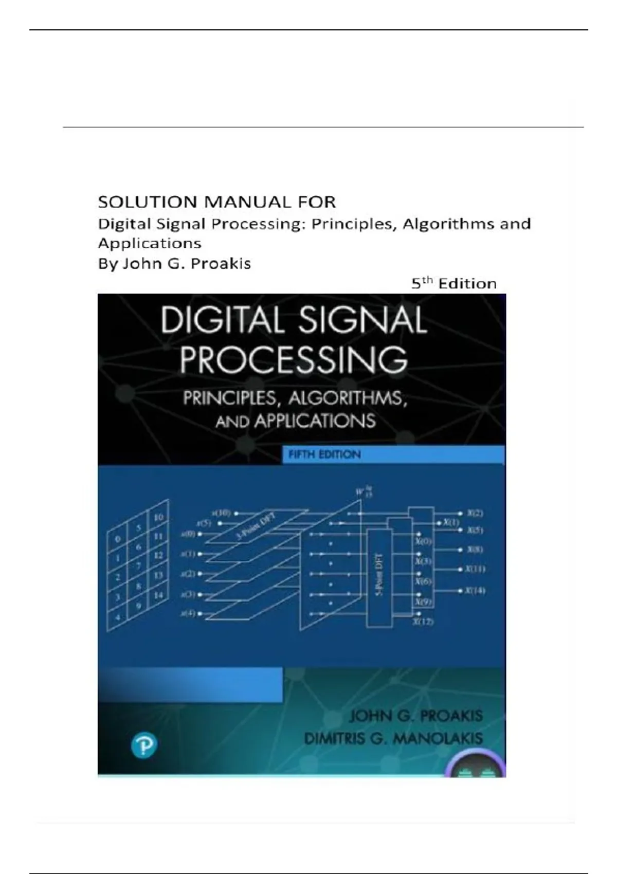 Solution Manual For Digital Signal Processing: Principles, Algorithms ...