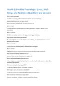 Health & Positive Psychology&colon; Stress&comma; Well Being&comma; and Resilience Questions and answers 