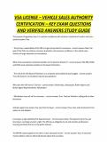 VSA LICENSE &ndash; VEHICLE SALES AUTHORITY CERTIFICATION &ndash; KEY EXAM QUESTIONS AND VERIFIED ANSWERS STUDY GUIDE