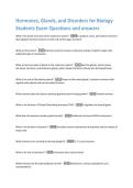 Hormones&comma; Glands&comma; and Disorders for Biology  Students Exam Questions and answers 
