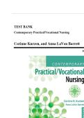 Test Bank For Contemporary Practical&sol;Vocational Nursing 9th Edition by Corinne Kurzen&semi; Anna LaVon Barrett 9781975136215 Chapter 1-16 Complete Guide&period;
