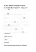 Human Resources&comma; Communication&comma;  Leadership Exam Questions and answers 