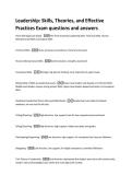Leadership&colon; Skills&comma; Theories&comma; and Effective  Practices Exam questions and answers 