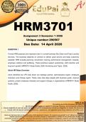 HRM3701 Assignment 3 &lpar;COMPLETE ANSWERS&rpar; Semester 1 2026 - DUE 14 April 2026