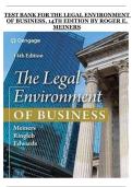 Legal Environment of Business &lpar;14th Edition&rpar; &ndash; Roger E&period; Meiners &ndash; Test Bank with Practice Questions and Answers