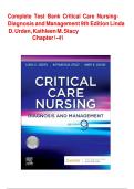 Test Bank for Critical Care Nursing&colon; Diagnosis and Management 9th Edition By Linda D&period; Urden&semi; Kathleen M&period; Stacy&semi; Mary E&period; Lough Chapter 1-41 Complete Guide A&plus;