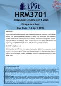HRM3701 Assignment 3 &lpar;ANSWERS&rpar; Semester 1 2026 - DISTINCTION GUARANTEED