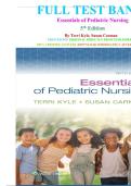 Test Bank for Essentials of Pediatric Nursing 5th Edition &lpar;LWW&comma; 2024&rpar; by Terri Kyle and Susan Carman&comma; Isbn no&semi; 9781975236144&comma; all 29 Chapters Covered &lpar;NEWEST 2025&rpar;