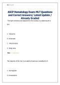 ASCP Hematology Exam-MLT Questions  and Correct Answers&sol; Latest Update &sol;  Already Graded