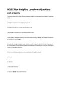 NCLEX Non-Hodgkins Lymphoma Questions  and answers 