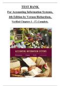 TEST BANK   For Accounting Information Systems&comma;   4th Edition by Vernon Richardson&comma;   Verified Chapters 1 - 17&comma; Complete&period;
