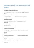 education in a world of AI Exam Questions and  answers 