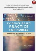 Test Bank For Evidence-Based Practice for Nurses&colon;  Appraisal and Application of Research 5th Edition by Schmidt  &comma;Brown Chapters 1 - 19