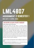LML4807 Assignment 2 &lbrace;COMPLETE ANSWERS&rcub; Semester 1  2026 - Due Date April 2026