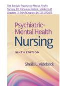 Test Bank for Psychiatric-Mental Health Nursing 9th Edition by Sheila L&period; Videbeck All Chapters &lpar;1-24&rpar; LATEST UPDATE 