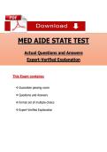 Medication Aide State Test 2025&ndash;2026 &ndash; Official Exam Q&A with Verified Explanations