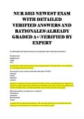 NUR 5315 NEWEST EXAM  WITH DETAILED  VERIFIED ANSWERS AND  RATIONALESALREADY  GRADED A&plus;VERIFIED BY  EXPERT 