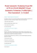 Postal Automotive Technician Exam 944 ACTUAL EXAM 2026&sol;2027 &vert; Postal Automotive Technician &vert; Verified Q&A &vert; Pass Guaranteed - A&plus; Graded