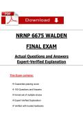 NRNP 6675 Final Exam 2025&ndash;2026 &ndash; Walden PMHNP Care Across the Lifespan II &lpar;Verified Q&A&rpar;